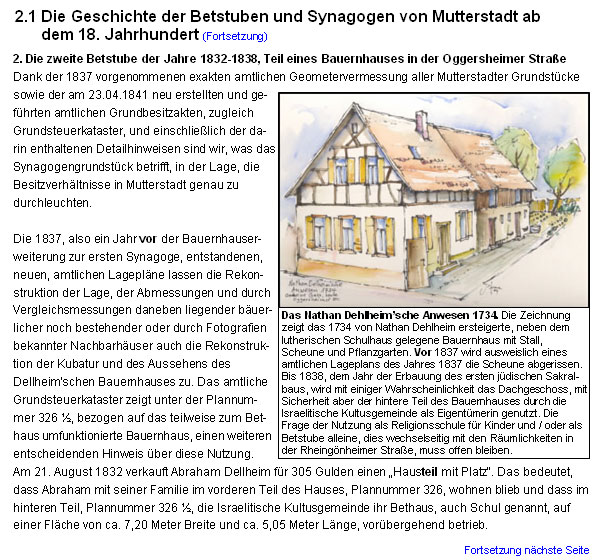 Die virtuelle Rekonstruktion der Mutterstadter Landsynagoge - Die Geschichte der Betstuben und Synagogen von Mutterstadt ab dem 18. Jahrhundert